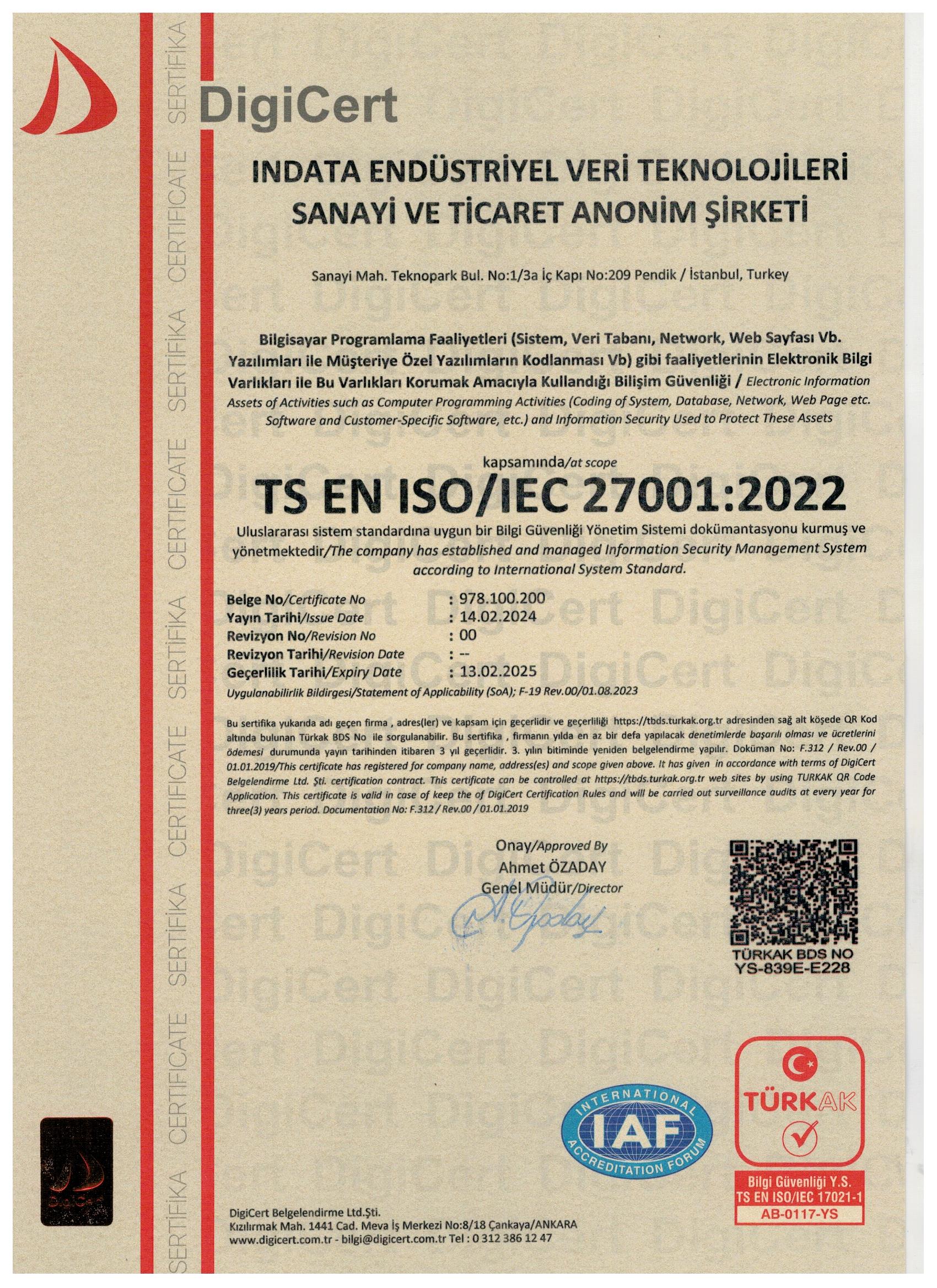 ISO 27001 - Bilgi Güvenlii Yönetim Sistemi Kalite Belgesi